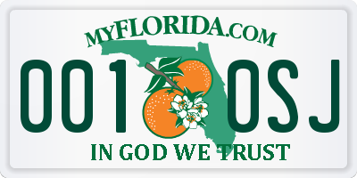 FL license plate 0010SJ