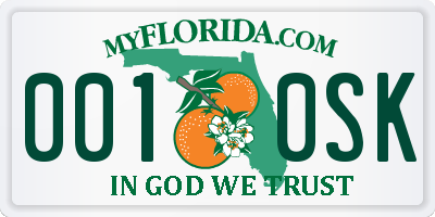 FL license plate 0010SK