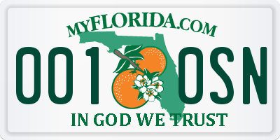 FL license plate 0010SN