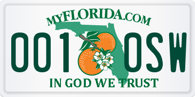 FL license plate 0010SW