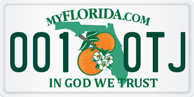 FL license plate 0010TJ