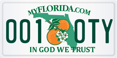 FL license plate 0010TY