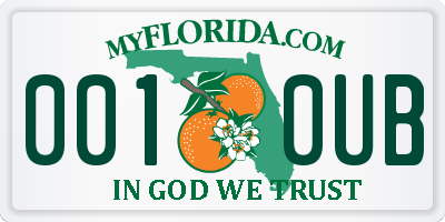 FL license plate 0010UB