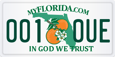 FL license plate 0010UE