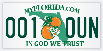 FL license plate 0010UN