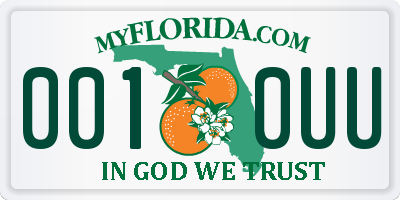 FL license plate 0010UU