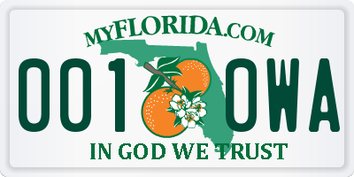 FL license plate 0010WA