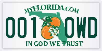 FL license plate 0010WD