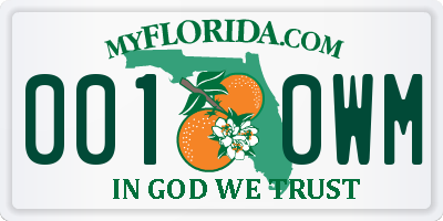 FL license plate 0010WM