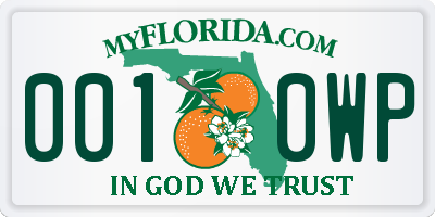 FL license plate 0010WP