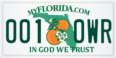 FL license plate 0010WR