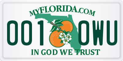 FL license plate 0010WU