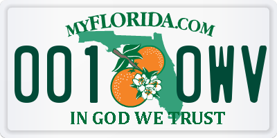 FL license plate 0010WV