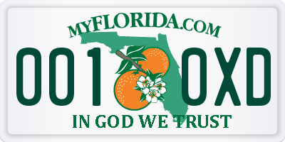 FL license plate 0010XD