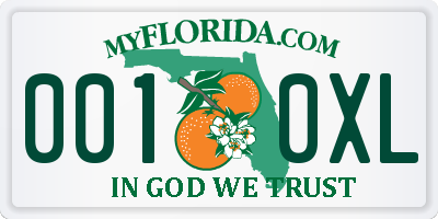 FL license plate 0010XL
