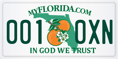 FL license plate 0010XN