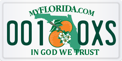 FL license plate 0010XS