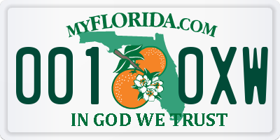 FL license plate 0010XW