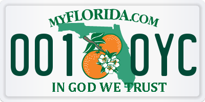 FL license plate 0010YC