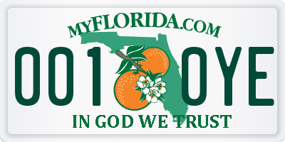 FL license plate 0010YE