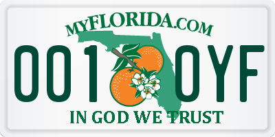 FL license plate 0010YF