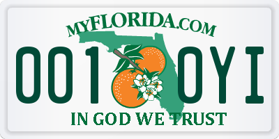 FL license plate 0010YI