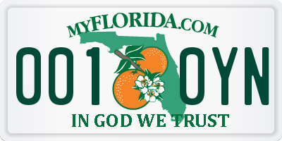 FL license plate 0010YN