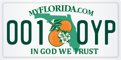 FL license plate 0010YP