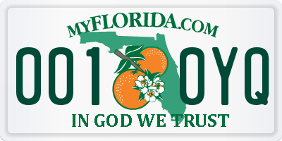 FL license plate 0010YQ