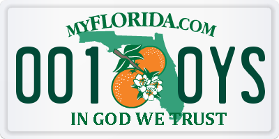 FL license plate 0010YS