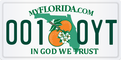 FL license plate 0010YT