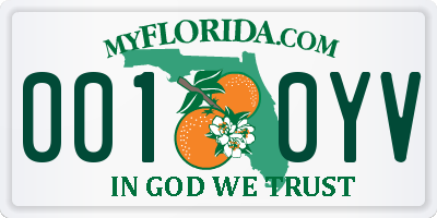 FL license plate 0010YV