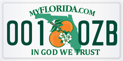 FL license plate 0010ZB