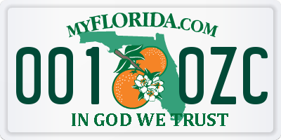 FL license plate 0010ZC