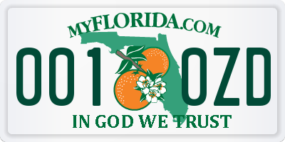 FL license plate 0010ZD