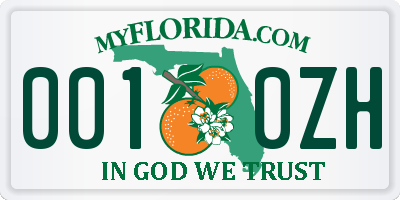 FL license plate 0010ZH
