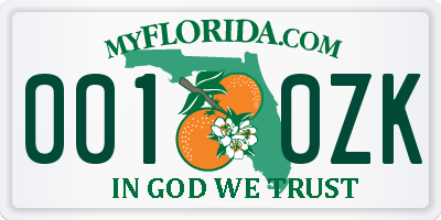 FL license plate 0010ZK