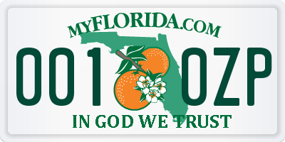 FL license plate 0010ZP