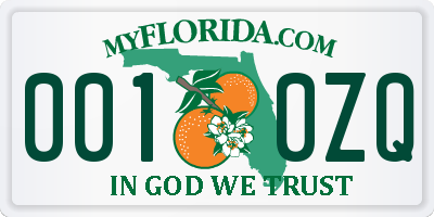 FL license plate 0010ZQ