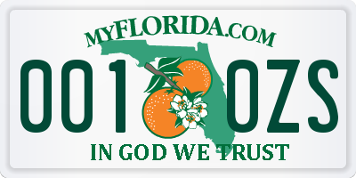 FL license plate 0010ZS