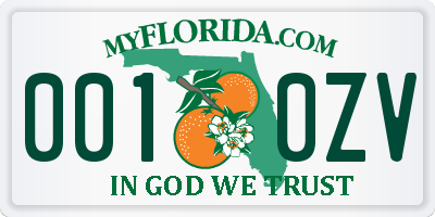 FL license plate 0010ZV