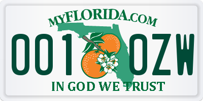 FL license plate 0010ZW