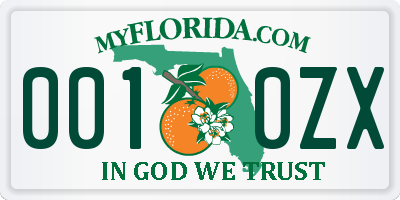 FL license plate 0010ZX