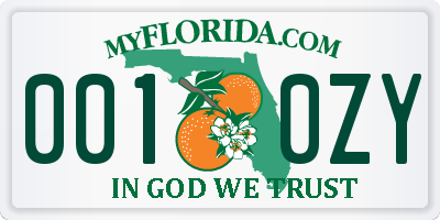 FL license plate 0010ZY