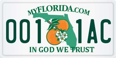 FL license plate 0011AC