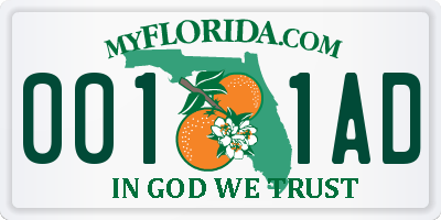 FL license plate 0011AD