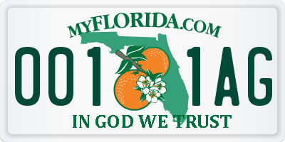 FL license plate 0011AG