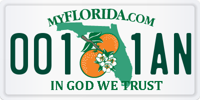 FL license plate 0011AN