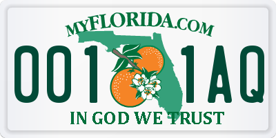 FL license plate 0011AQ