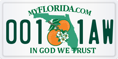 FL license plate 0011AW